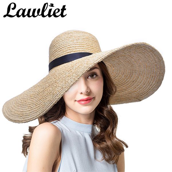 

women sun hats 17cm large wide brim raffia straw hats for holiday sombrero hatsfeminino floppy summer beach caps, Blue;gray