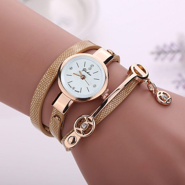 

women metal strap watch leather quartz wrist watches bracelet watch elegent gifts, Slivery;brown