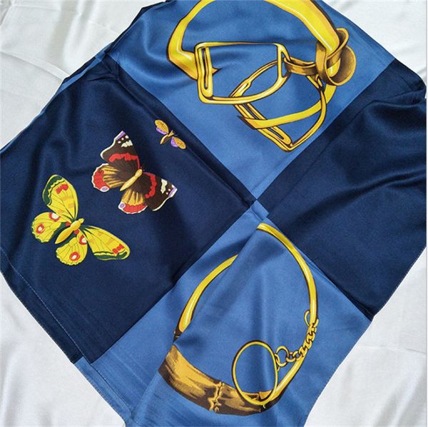 

wholesale-qualtiy 130x130cm 100% twill silk prevented bask scarf brand luxury shawl ring pattern printed women gift silk scarves a07, Blue;gray