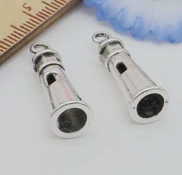 100 Pçs / lote liga oco harms farol encantos encantos de prata antigo pingente de colar de jóias fazendo descobertas 25x8mm