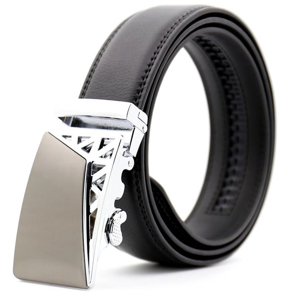 

automatic buckle leather belts fashion designers business male alloy buckle belts for men ceinture homme strap, Black;brown