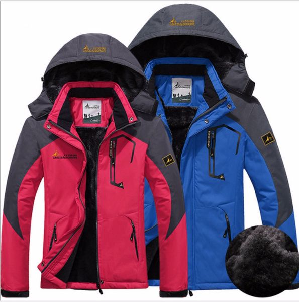 

autumn winter outdoor couples wram ski-wear windproof waterproof wear-resisting quick dry climbing cycling skiing heated jacket, Blue;black