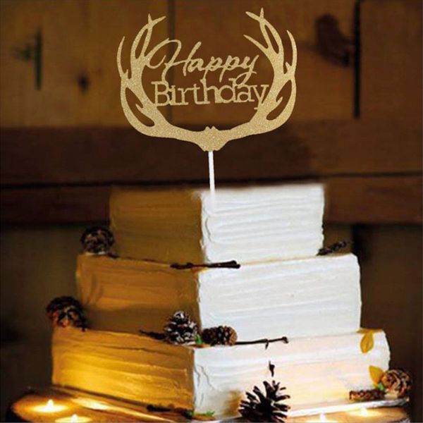 Antler Happy Birthday Letter Cake Topper Birthday Cake Party