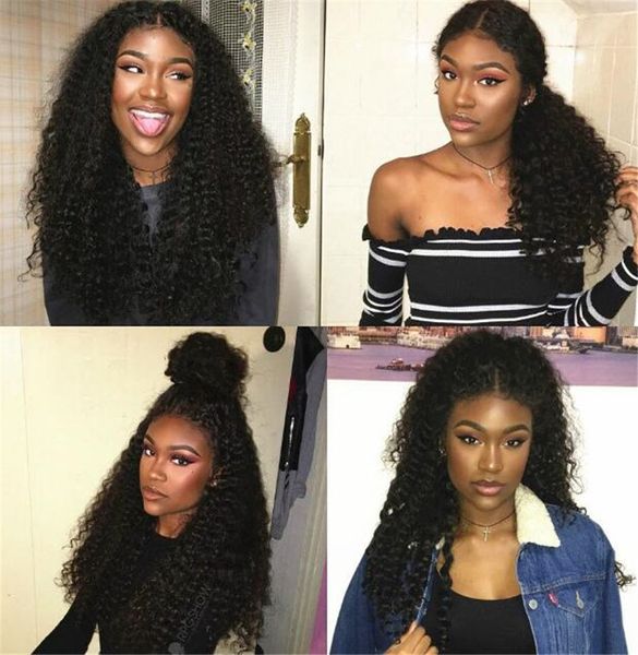 Natural Hairline 150 Density Black Curly Brazilian Human Hair