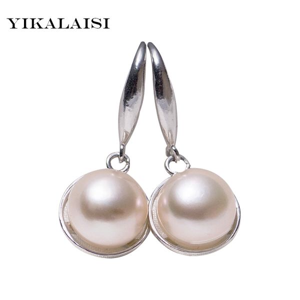 

yikalaisi 2017 pearl earrings pearl jewelry for women natural freshwater 925 sterling silver jewelry earrings wedding, Golden;silver
