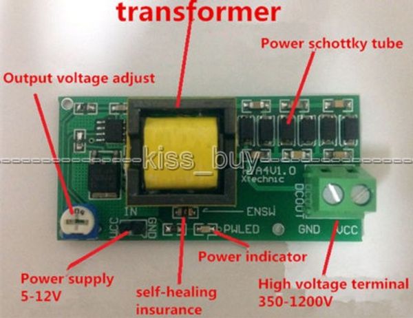 Freeshipping Alta Voltagem DC-DC Boost Conversor de entrada 3 V-5 V Passo até a saída 300 v-1200 v 400 V 900 V 1000 V ajustável Potência PSU módulo