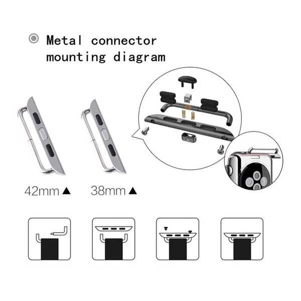 

A pair metal band adapter connector for apple watch erie 3 2 1 iwatch 38mm 42mm port edition watchband 10 pair lot crewdriver