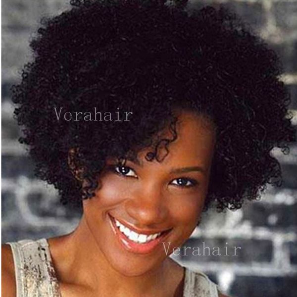 Cheap Short Human Natural Brazilian Hair Afro Kinky Curly Wig For