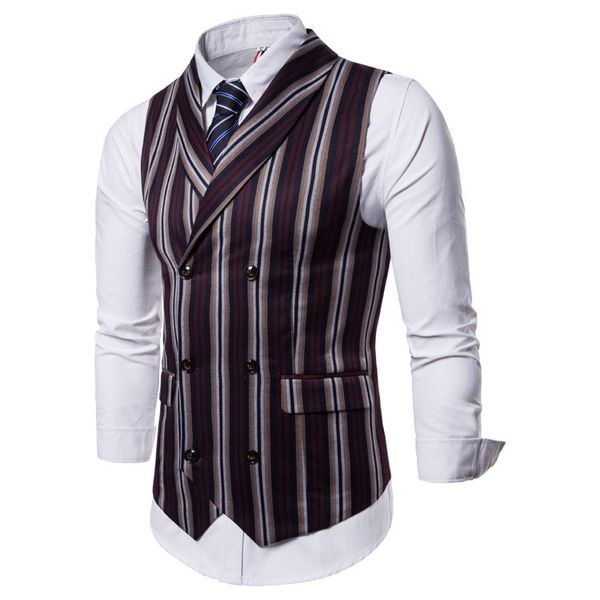 

broadcloth green burgundy stripe mens waistcoats vest autumn winter new colete vintage masculino wedding gilet male leisure vest, Black;white