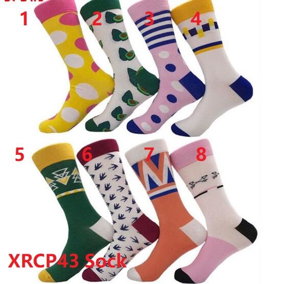 

8design cotton sock medium tube large size male socks long tube color matching fruit geometric men and women socks 60pair/lot by dhl p43, Black