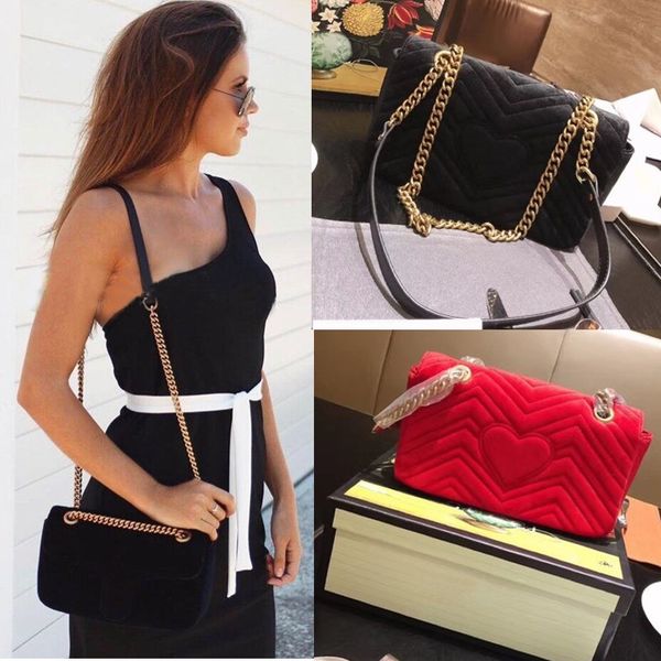 

Женщины Marmont Плеча Crossbody Сумка Леди Matelassé Бархат Сумки Посыльного Зигзаг Небольшо