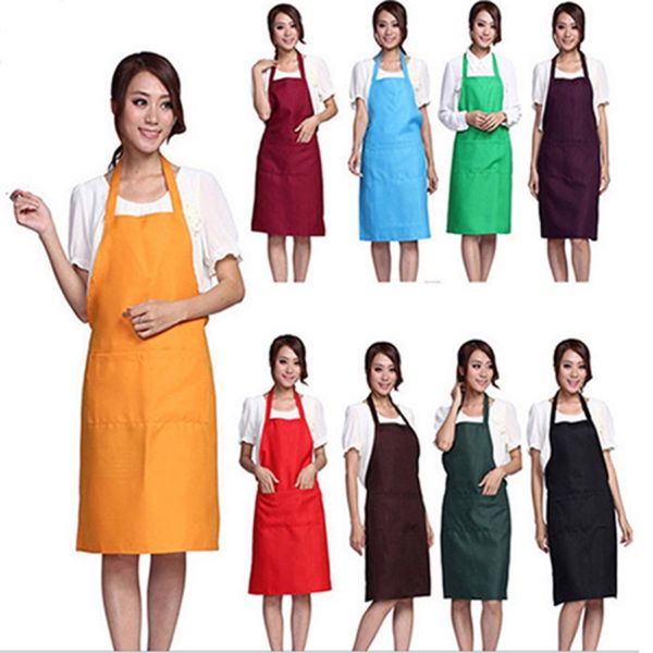 

solid color apron kitchen clean accessory for multi function household cooking baking aprons ing