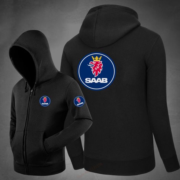 

new 2018 saab zipper sweatshirt winter autumn hoodies jacket 7 colours solid colour coat for man and women winter coats, Black