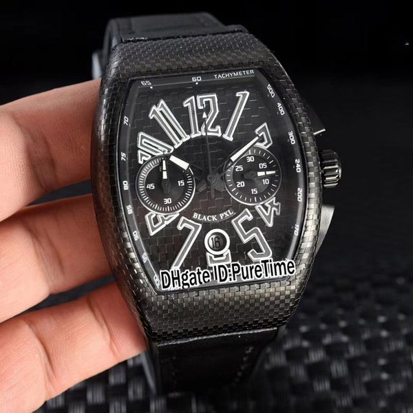Vanguard Watch Vanguard 45 SC DT Black Pxl New Saratoge Pvd Black Dial Big White 3D Номер Марк Миота Кварц Хронограф Мужские часы Стопчка часов 21B2
