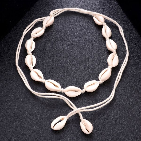 

rope chain natural seashell choker necklace bow tie collar necklace shell choker boho sea shell chocker newest, Silver