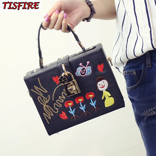 

luxury brand evening sac women box bags famous designer flower embroidered handbag Sequin bag rivet shoulder crossbody bag 2018
