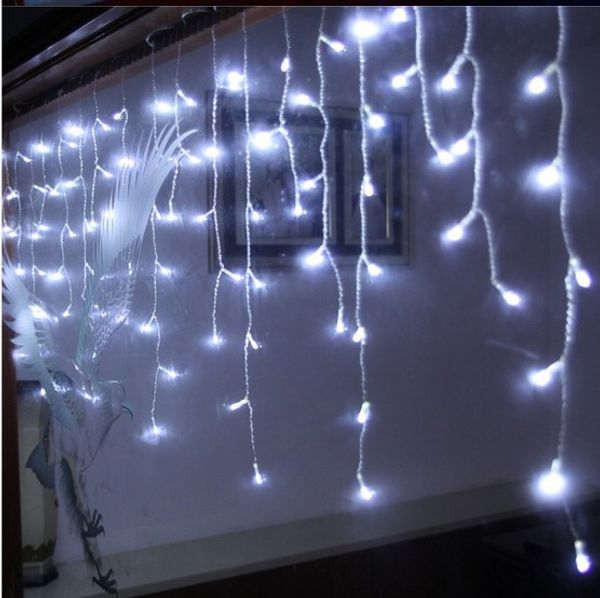 Nova 12m droop 0.3-0.75m 360 LED String de icicle luz de Natal casamento xmas decoração de festa de nevar luz de cortina e cauda