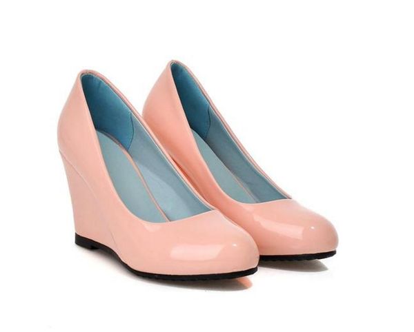 

send new style slope heel shallow mouth single shoes round head of women's shoes of four seasons, Black