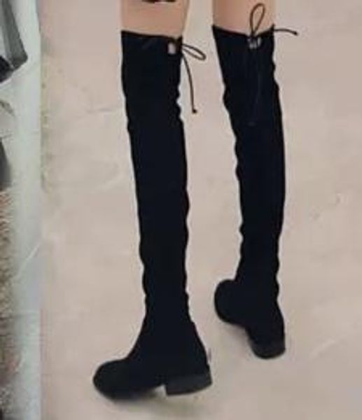 

2018 new korean version of the wild slim stretch boots, Black