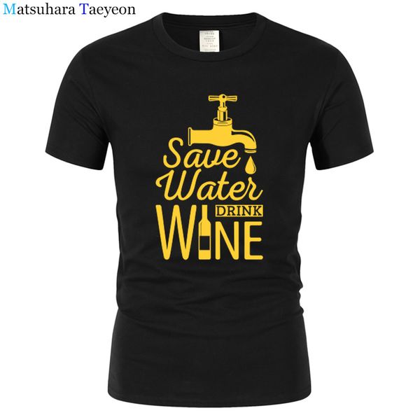 

t shirt men save water drink wine printed casual short sleeve t-shirts summer new style hipster funny cotton tees t89, White;black