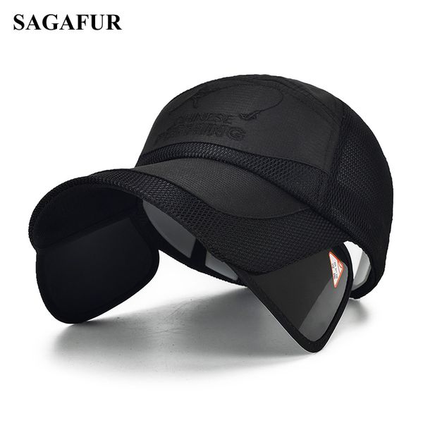 

sagafur trucker cap men adjustable brim cap breathable mesh unique design outdoor summer fishing hiking baseball hats, Blue;gray