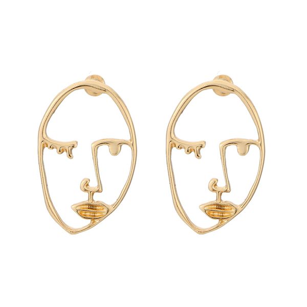 

gold color popular geometric face ethnic earrings skull head earrings face ear studs for women cool party accessories gift d452l, Golden;silver