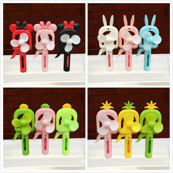 

4designs cartoon portable fans animals fruits ear print shape water spraying fan hand pressure small fan kids toys childrens gift 288pcs