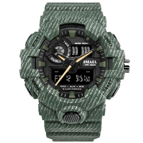 

sexemara digital watch dual display men quartz wrist watch, Slivery;brown