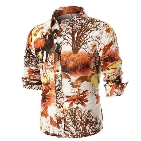 

простой мода личность мужская лето повседневная тонкий с длинным рукавом печатных рубашка топ блузка 2018 july24, White;black