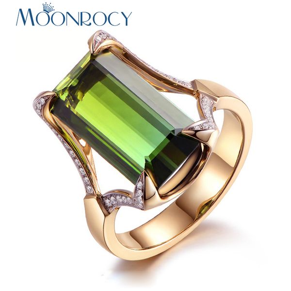 

moonrocy drop shipping jewelry wholesale rose gold color cubic zirconia hyperbole square green crystal ring for women gift, Golden;silver
