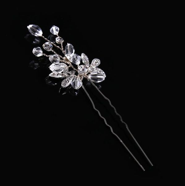 

elegant pearl hair fashion bride crystal handmade headwear hairpin, Silver
