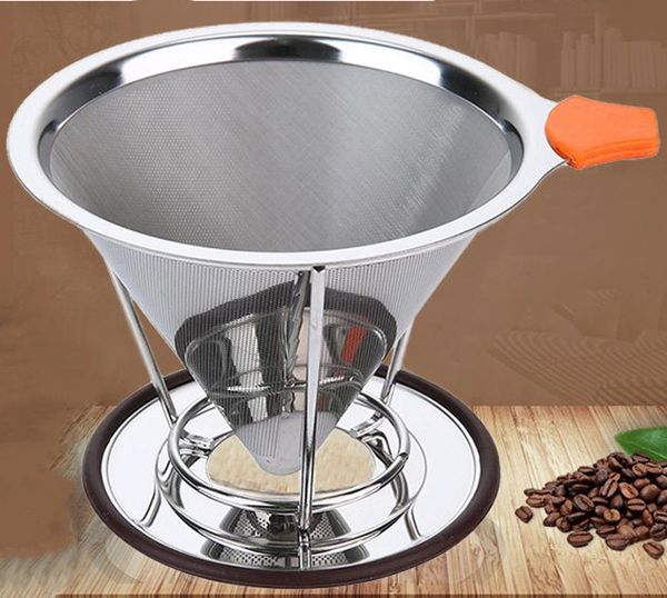 

durable 304 stainless steel coffee water filter portable coffee filter screen coffee maker parts funnel filters 95mm height
