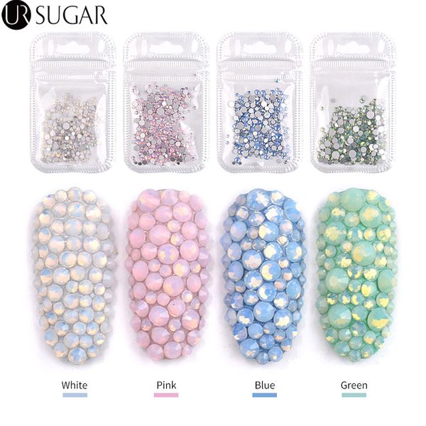 

ab color opal jelly 3d nail art decoration pink flat back mix acrylic decoration nail rhinestone diy manicure art uv gel, Silver;gold