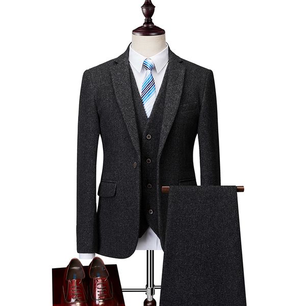 

loldeal men's 3-pieces suit shawl lapel one button blazer vested dress suit set groom tuxedo, White;black