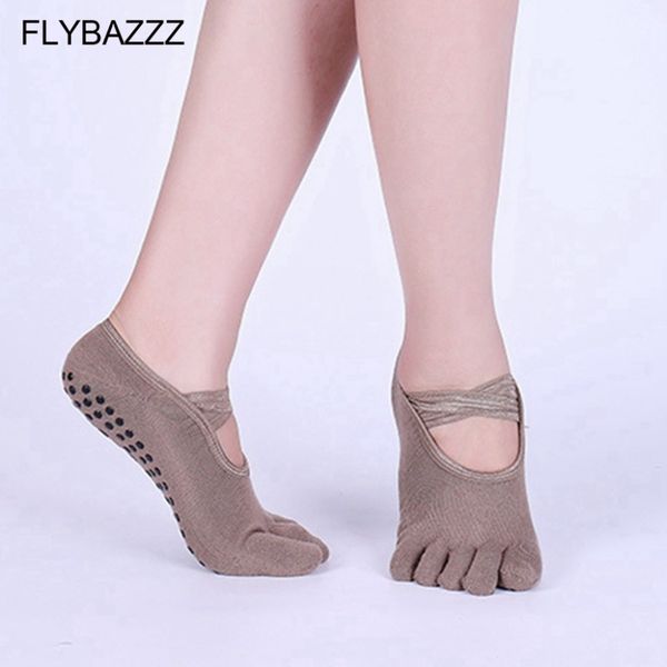 

women professional brand anti slip bandage cotton sports yoga socks gym ladies meia pilates ballet socks dance sock slippers, Black