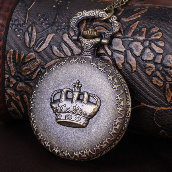

pendant chain quartz bronze watch dia 4cm crown pocket watch pw023, Slivery;golden