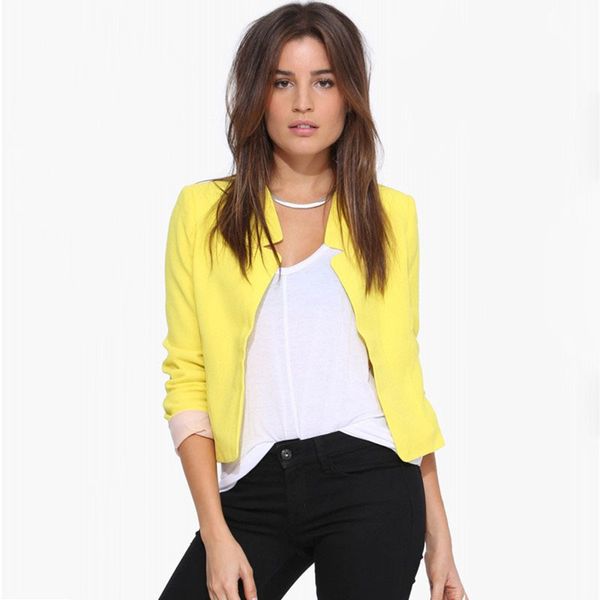 

mlxslky 2018 европа и соединенные штаты америки повседневная короткая куртка блейзеры стенд воротник женские сплошной цвет блейзеры, White;black