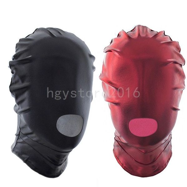 Bondage PVC Wet Look Dungeon Wheel Bocca aperta Full Head Hood Mask Blindfold Roleplay #R78