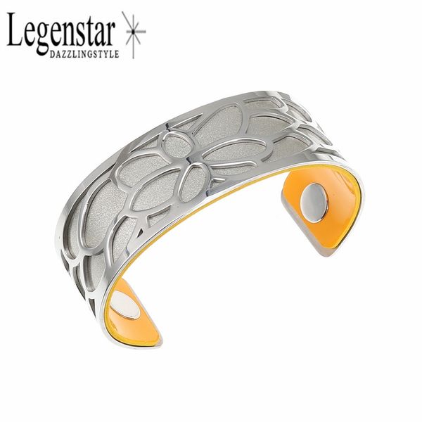 

legenstar cuff bracelets&bangles for women 25 mm lotus stainless steel reversible pu leather bracelet interchangeable jewelry, Black