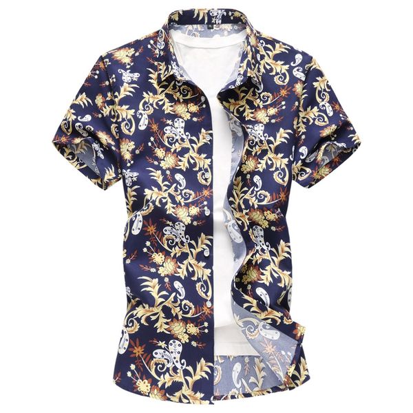 

jeelinbore summer news patterned short sleeve shirt large sizes man's casual, White;black