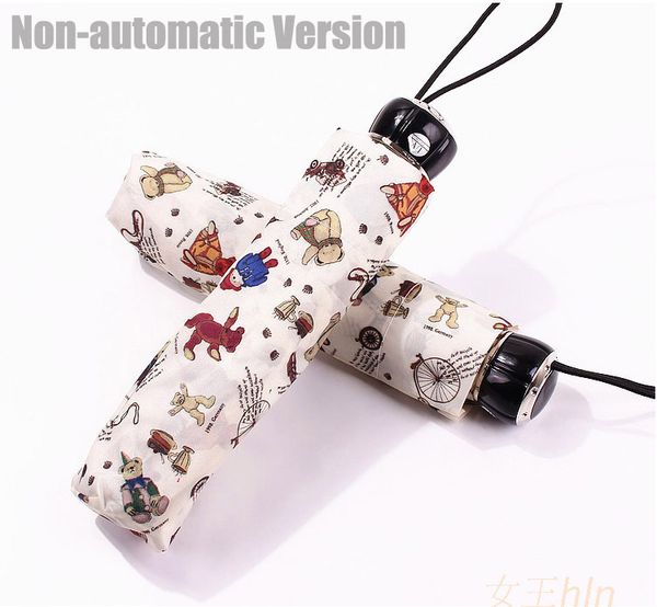 

lovely cartoon bear anti-uv three folding sun rain umbrella outdoor practical non-automatic women umbrella