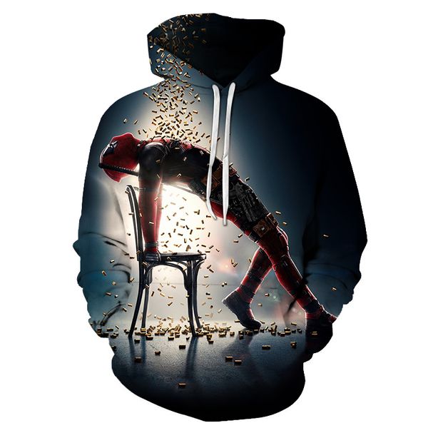 

2019 new 3d print marvel deadpool 2 hoodie men women casual hoodies streetwear hooded sweatshirt fashion funny clothes, Black