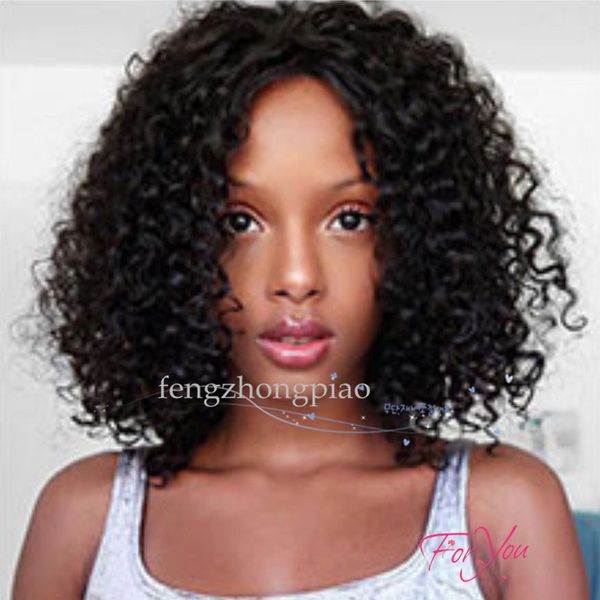 

feng zhong piao short full wigs curly loose water wave brazilian synthetic black hair wigs natural hairline for black women