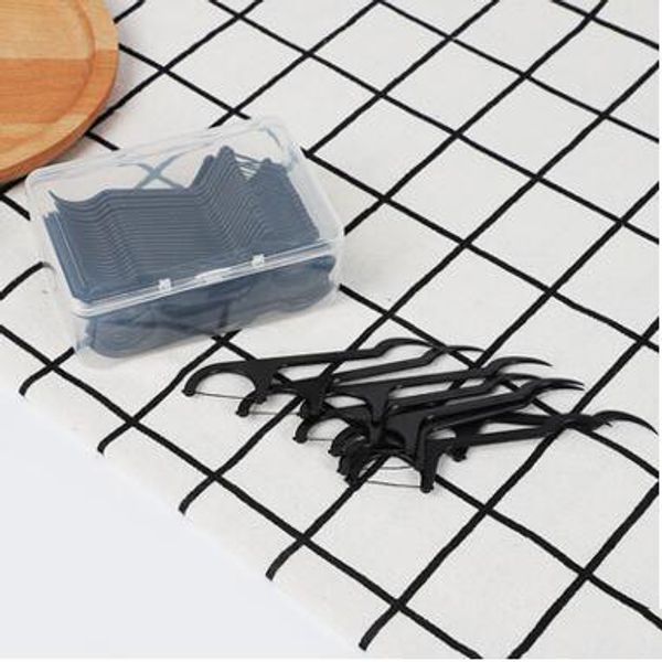 

50 pcs bamboo charcoal dental floss teeth sticks tooth picks interdental brush teeth clean dental floss stick toothpick flosser