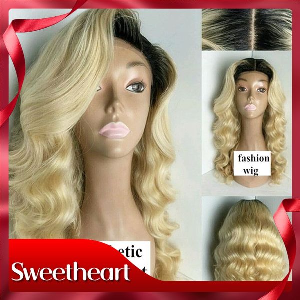 Fashion Women S Wig 1b 613 Ombre Blonde Body Wave Hair Side Part