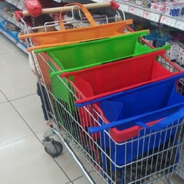 

4pcs / lot non сплетенный мешок супермаркета сумки мешка вися мешки квадратный складной многоразовый мешок хранения большой емкости 0703322