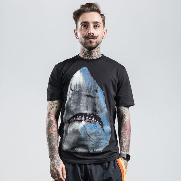 

t shirt men shark printe men's tee shirts short sleeve o-neck t shirt cotton fashion high street tees summer streetwear, White;black