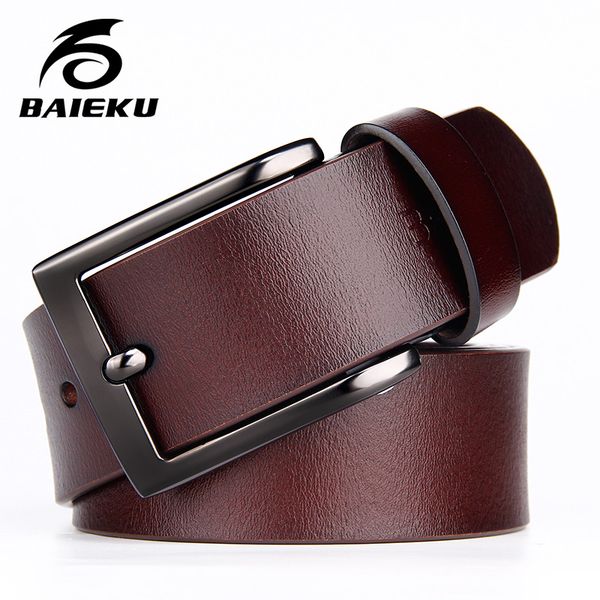 

baieku simple, casual and casual style men's business belt luxury men's belts black pin buckle pants accessory belt, Black;brown
