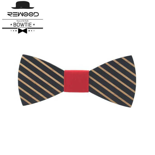 

rewood formal commercial wooden bow tie striped marriage bow ties for men butterfly cravat wood tie, Black;blue