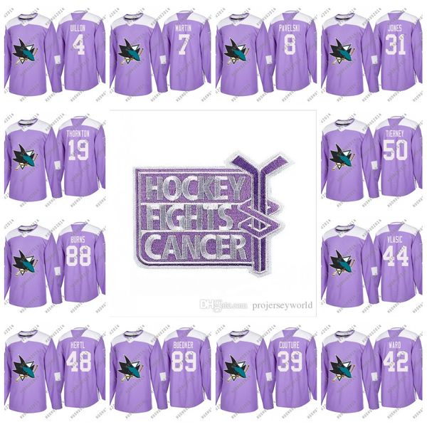 

San Jose Sharks 2018 Purple Fights Cancer 28 Timo Meier 68 Melker Karlsson 62 Kevin Labanc 23 Barclay Goodrow Dylan DeMelo Hockey Jerseys